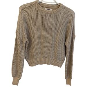 BB Dakota by Steve Madden Taupe & Metallic Crew Neck Sweater